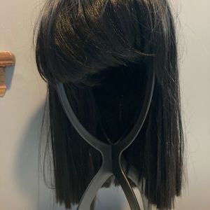 New dark brown wig with bangs 14” length